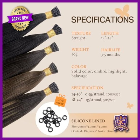 18 Inch Human Hair Extensions 50g Cold Fusion I Tips Remy Hair main image 6